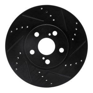 Pontiac Vibe Brake Rotor (1) - Front Right - R1 Concepts - Drilled & Slotted - Black - `08-`19